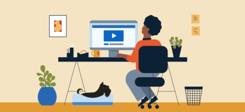 Patron accessing LinkedIn for Libraries from a desktop computer at home.