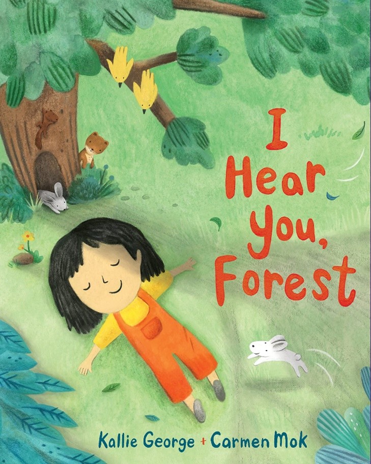 Illustration of a girl laying down in the forest