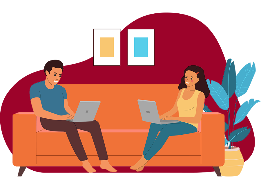 Illustration of a couple sitting on a couch