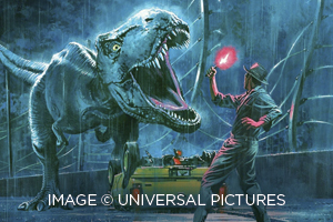 A fierce dionsaur roaring.