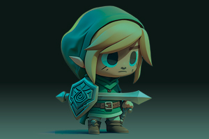 Link, from Legend of Zelda, standing with a sword.
