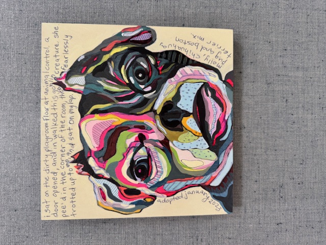 A quirky animal portrait of Krista's dog Molly