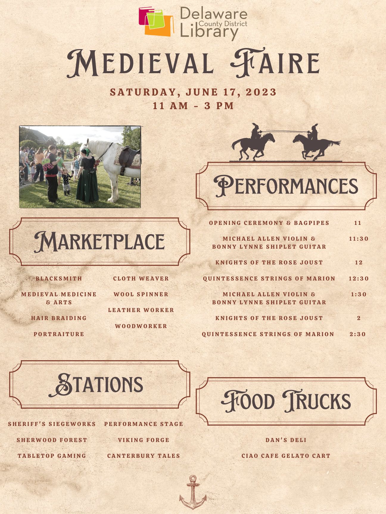 Medieval Faire Schedule 2023