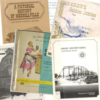 Photos of Gary's Golden Jubilee 1956, A pictorial history of Merrillville, a telephone directory, the buckley farm, shelby history news bicentennial edition