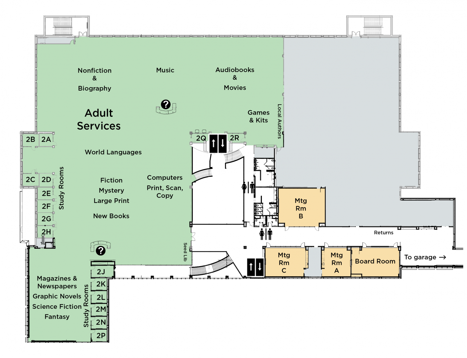 Second floor plan of Main Library